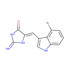 N=C1NC(=O)/C(=C/c2c[nH]c3cccc(Br)c23)N1 ZINC000084690584