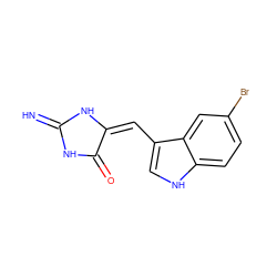 N=C1NC(=O)/C(=C\c2c[nH]c3ccc(Br)cc23)N1 ZINC000038603510