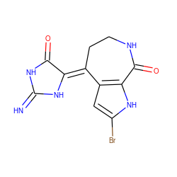 N=C1NC(=O)/C(=C2\CCNC(=O)c3[nH]c(Br)cc32)N1 ZINC000017175232