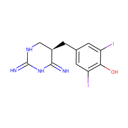 N=C1NC[C@@H](Cc2cc(I)c(O)c(I)c2)C(=N)N1 ZINC000013757785