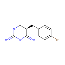 N=C1NC[C@@H](Cc2ccc(Br)cc2)C(=N)N1 ZINC000013757805