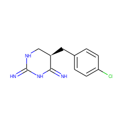 N=C1NC[C@@H](Cc2ccc(Cl)cc2)C(=N)N1 ZINC000013757731