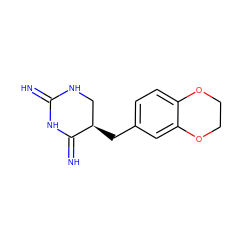 N=C1NC[C@@H](Cc2ccc3c(c2)OCCO3)C(=N)N1 ZINC000027106650