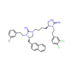 N=C1NC[C@H](CCCCN2C[C@@H](Cc3ccc4ccccc4c3)N(CCc3cccc(Br)c3)C2=N)N1CCc1ccc(Cl)c(Cl)c1 ZINC000150599117