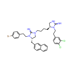 N=C1NC[C@H](CCCCN2C[C@H](Cc3ccc4ccccc4c3)N(CCc3ccc(Br)cc3)C2=N)N1CCc1ccc(Cl)c(Cl)c1 ZINC000150599141