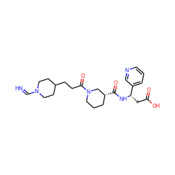 N=CN1CCC(CCC(=O)N2CCC[C@@H](C(=O)N[C@@H](CC(=O)O)c3cccnc3)C2)CC1 ZINC000013803246