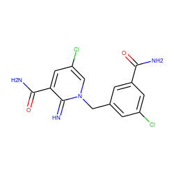 N=c1c(C(N)=O)cc(Cl)cn1Cc1cc(Cl)cc(C(N)=O)c1 ZINC000115695915