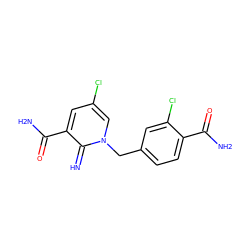 N=c1c(C(N)=O)cc(Cl)cn1Cc1ccc(C(N)=O)c(Cl)c1 ZINC000653847631