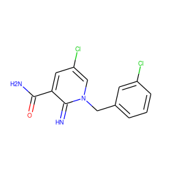 N=c1c(C(N)=O)cc(Cl)cn1Cc1cccc(Cl)c1 ZINC000141884714