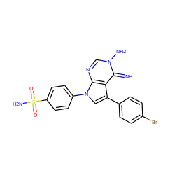 N=c1c2c(-c3ccc(Br)cc3)cn(-c3ccc(S(N)(=O)=O)cc3)c2ncn1N ZINC000169330463