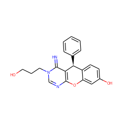 N=c1c2c(ncn1CCCO)Oc1cc(O)ccc1[C@@H]2c1ccccc1 ZINC000100572962