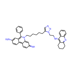 N=c1ccc2c3ccc(N)cc3c(-c3ccccc3)n(CCCCCCc3cnnn3CCNc3c4c(nc5ccccc35)CCCC4)c-2c1 ZINC000169718208