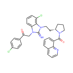 N=c1n(CC(=O)c2ccc(Cl)cc2)c2cccc(Cl)c2n1CC[C@@H]1CCCN1C(=O)c1cccc2cccnc12 ZINC000029125784