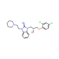 N=c1n(CCN2CCCCC2)c2ccccc2n1C[C@@H](O)COc1ccc(Cl)cc1Cl ZINC000020083277