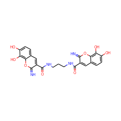 N=c1oc2c(O)c(O)ccc2cc1C(=O)NCCCNC(=O)c1cc2ccc(O)c(O)c2oc1=N ZINC000049088221