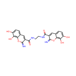 N=c1oc2c(O)c(O)ccc2cc1C(=O)NCCNC(=O)c1cc2ccc(O)c(O)c2oc1=N ZINC000049070557