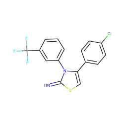 N=c1scc(-c2ccc(Cl)cc2)n1-c1cccc(C(F)(F)F)c1 ZINC000004306911