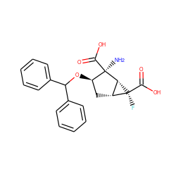N[C@@]1(C(=O)O)[C@H](OC(c2ccccc2)c2ccccc2)C[C@@H]2[C@H]1[C@@]2(F)C(=O)O ZINC000013582231