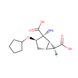 N[C@@]1(C(=O)O)[C@H](OC2CCCC2)C[C@@H]2[C@H]1[C@@]2(F)C(=O)O ZINC000013582129