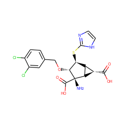 N[C@@]1(C(=O)O)[C@H](OCc2ccc(Cl)c(Cl)c2)[C@@H](Sc2ncc[nH]2)[C@H]2[C@H](C(=O)O)[C@H]21 ZINC000143108094