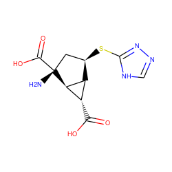 N[C@@]1(C(=O)O)C[C@@H](Sc2nnc[nH]2)[C@H]2[C@H](C(=O)O)[C@H]21 ZINC000117707409