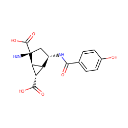 N[C@@]1(C(=O)O)C[C@H](NC(=O)c2ccc(O)cc2)[C@H]2[C@H](C(=O)O)[C@H]21 ZINC000202464839