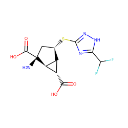 N[C@@]1(C(=O)O)C[C@H](Sc2n[nH]c(C(F)F)n2)[C@H]2[C@H](C(=O)O)[C@H]21 ZINC000204775488