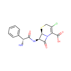 N[C@@H](C(=O)N[C@@H]1C(=O)N2C(C(=O)O)=C(Cl)CS[C@H]12)c1ccccc1 ZINC000003812869