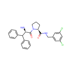 N[C@@H](C(=O)N1CCC[C@H]1C(=O)NCc1cc(Cl)cc(Cl)c1)C(c1ccccc1)c1ccccc1 ZINC000013779045