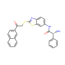 N[C@@H](C(=O)Nc1ccc2nc(SCC(=O)c3ccc4ccccc4c3)sc2c1)c1ccccc1 ZINC000169325433