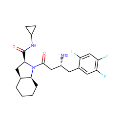 N[C@@H](CC(=O)N1[C@H](C(=O)NC2CC2)C[C@@H]2CCCC[C@@H]21)Cc1cc(F)c(F)cc1F ZINC000299819678