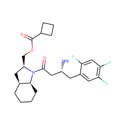 N[C@@H](CC(=O)N1[C@H](COC(=O)C2CCC2)C[C@@H]2CCCC[C@@H]21)Cc1cc(F)c(F)cc1F ZINC000299821989