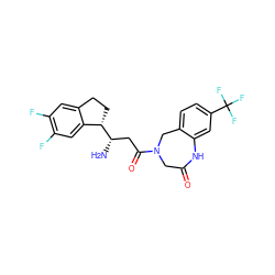 N[C@@H](CC(=O)N1CC(=O)Nc2cc(C(F)(F)F)ccc2C1)[C@H]1CCc2cc(F)c(F)cc21 ZINC000218135667