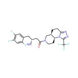 N[C@@H](CC(=O)N1CC[C@H]2[C@H](CCc3nnc(C(F)(F)F)n32)C1)Cc1cc(F)c(F)cc1F ZINC001772616785