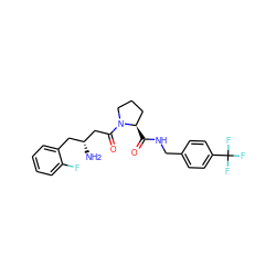 N[C@@H](CC(=O)N1CCC[C@H]1C(=O)NCc1ccc(C(F)(F)F)cc1)Cc1ccccc1F ZINC000014958975