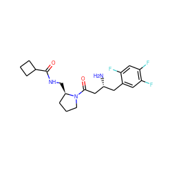 N[C@@H](CC(=O)N1CCC[C@H]1CNC(=O)C1CCC1)Cc1cc(F)c(F)cc1F ZINC000043010371