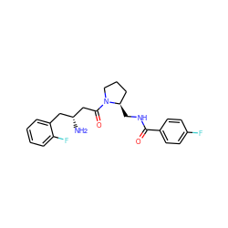 N[C@@H](CC(=O)N1CCC[C@H]1CNC(=O)c1ccc(F)cc1)Cc1ccccc1F ZINC000042966682