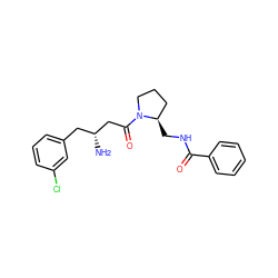 N[C@@H](CC(=O)N1CCC[C@H]1CNC(=O)c1ccccc1)Cc1cccc(Cl)c1 ZINC000043119990