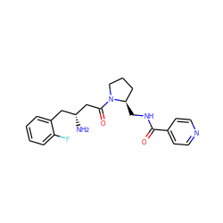 N[C@@H](CC(=O)N1CCC[C@H]1CNC(=O)c1ccncc1)Cc1ccccc1F ZINC000043068348