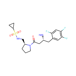 N[C@@H](CC(=O)N1CCC[C@H]1CNS(=O)(=O)C1CC1)Cc1cc(F)c(F)cc1F ZINC000043021531