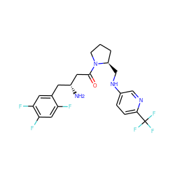 N[C@@H](CC(=O)N1CCC[C@H]1CNc1ccc(C(F)(F)F)nc1)Cc1cc(F)c(F)cc1F ZINC000043123536