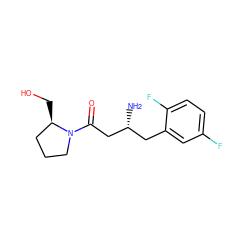 N[C@@H](CC(=O)N1CCC[C@H]1CO)Cc1cc(F)ccc1F ZINC000045496713