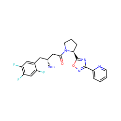 N[C@@H](CC(=O)N1CCC[C@H]1c1nc(-c2ccccn2)no1)Cc1cc(F)c(F)cc1F ZINC000045317244