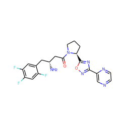 N[C@@H](CC(=O)N1CCC[C@H]1c1nc(-c2cnccn2)no1)Cc1cc(F)c(F)cc1F ZINC000045245588