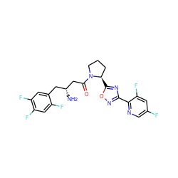 N[C@@H](CC(=O)N1CCC[C@H]1c1nc(-c2ncc(F)cc2F)no1)Cc1cc(F)c(F)cc1F ZINC000045245131