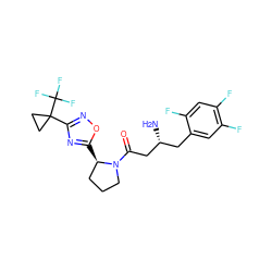 N[C@@H](CC(=O)N1CCC[C@H]1c1nc(C2(C(F)(F)F)CC2)no1)Cc1cc(F)c(F)cc1F ZINC000045244951