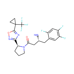 N[C@@H](CC(=O)N1CCC[C@H]1c1noc(C2(C(F)(F)F)CC2)n1)Cc1cc(F)c(F)cc1F ZINC000045303341