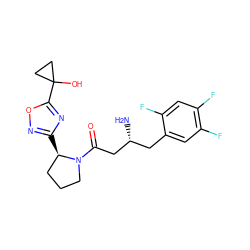 N[C@@H](CC(=O)N1CCC[C@H]1c1noc(C2(O)CC2)n1)Cc1cc(F)c(F)cc1F ZINC000045315858