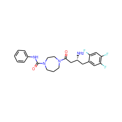 N[C@@H](CC(=O)N1CCCN(C(=O)Nc2ccccc2)CC1)Cc1cc(F)c(F)cc1F ZINC000040413387