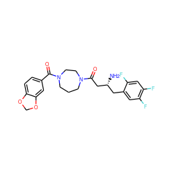 N[C@@H](CC(=O)N1CCCN(C(=O)c2ccc3c(c2)OCO3)CC1)Cc1cc(F)c(F)cc1F ZINC000040936670